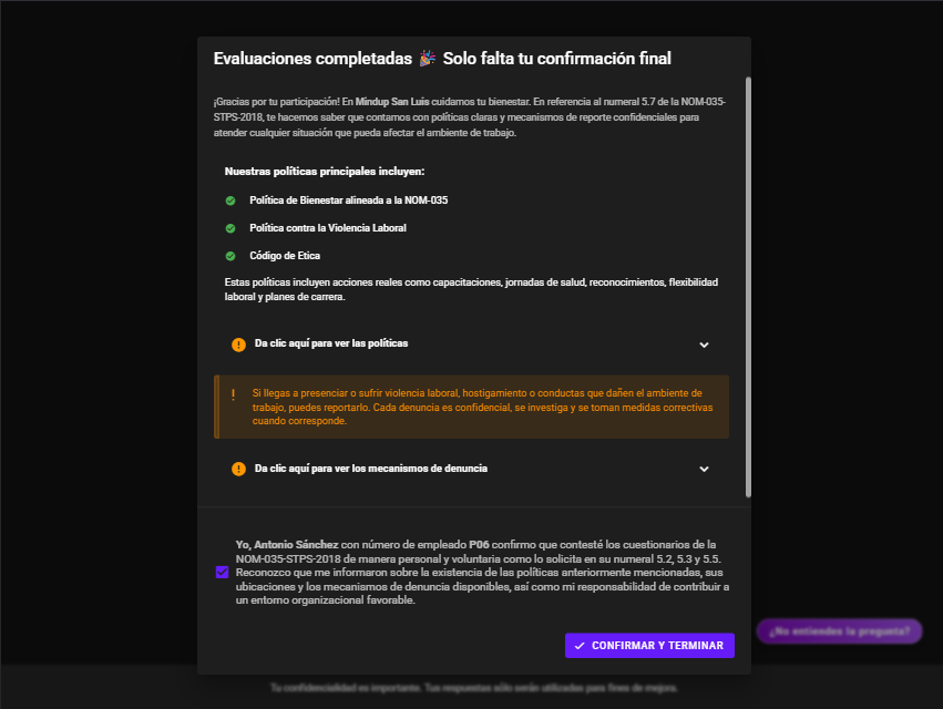 evidencia auditorias plataforma nom 035